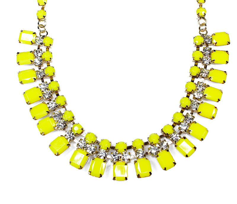 Neon Yellow Geo Bauble Stone Statement Necklace